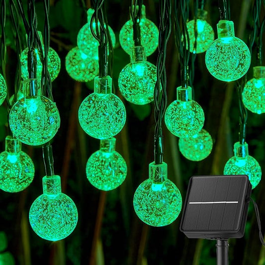 Brightown Solar String Lights Outdoor 60 Led 35.6 Feet Crystal Globe Lights with 8 Lighting Modes, Waterproof Solar Powered Patio Lights for Garden Yard Porch Wedding Party Decor (Green)