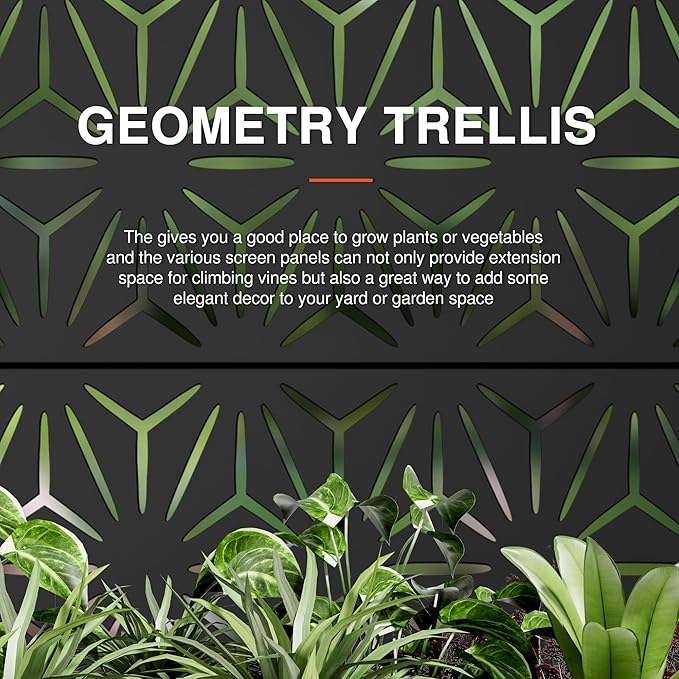 Casaphoria Metal Raised Garden Bed with Trellis and Wheels, 72"x35"x16" Planter Box for Climbing Plants, Vegetables & Vines, Features Drainage Holes and Privacy Screen (Black-Star)