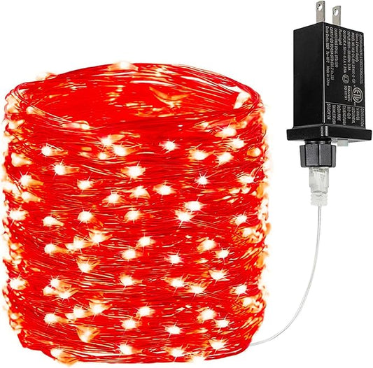 66Ft 200LED Fairy Lights Plug in, Waterproof String Lights Outdoor & Indoor 8 Modes with Timer, Valentines Light Bedroom Decor, Twinkle Light for Girl's Room Garden Christmas Decorations (Red)