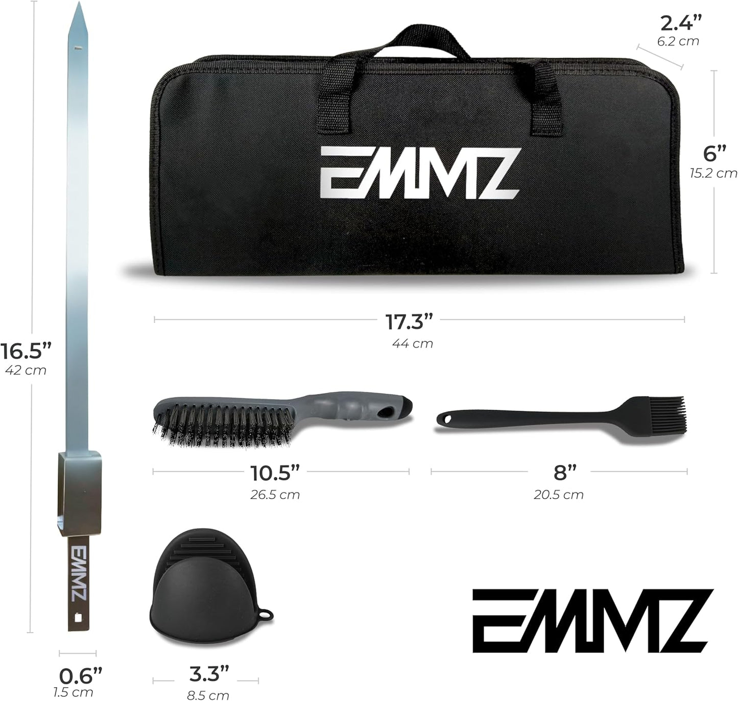 Grilling Skewer–16.5"flat metal skewers with removable Slider (set of 10) Storage Bag stainless steel skewers for BBQ-kebab koobideh-Skewers for kabab Barbecue meat vegetable-Grill sticks forcamping