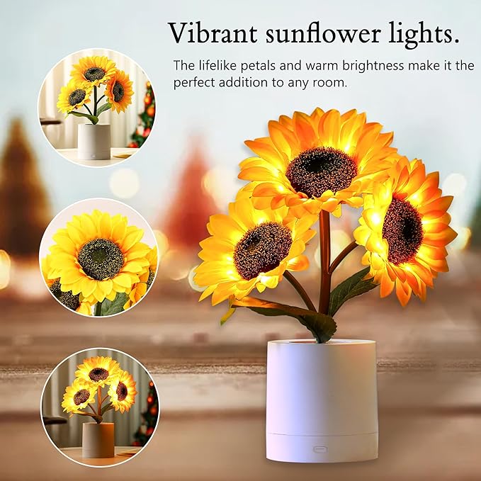 Sunflower Flower Lamp Gifts for Women, Birthday Christmas Ideal Gifts for Women Mom Granddaughter Girlfriend Friend Wife Anniversary Birthday, Bedroom Bar Coffee Shop Sunflower Night Light Lamp Decor