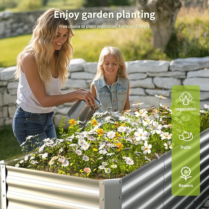 8X2.3X2FT Galvanized Raised Garden Beds Outdoor,Planter Raised Beds for Gardening, Vegetables, Flowers,Large Metal Garden Box,Deep Plant Flower pots Outdoor.