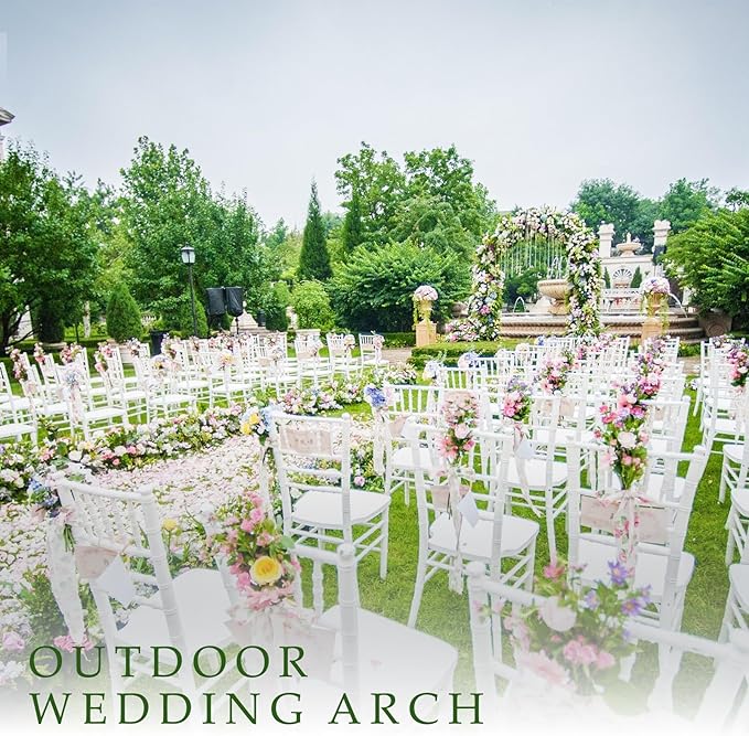 88in Steel Garden Arch Arbor Trellis with Planter Boxes for Climbing Plants Outdoor, Yard, Wide Sturdy Durable Garden Arch for Lawn,Outdoor Wedding Arch(Black)