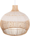 Arturesthome White Rattan Pendant Light for Kitchen Island Sink, Wicker Chandelier, Handmade Woven Hanging Ceiling Light Lampshade