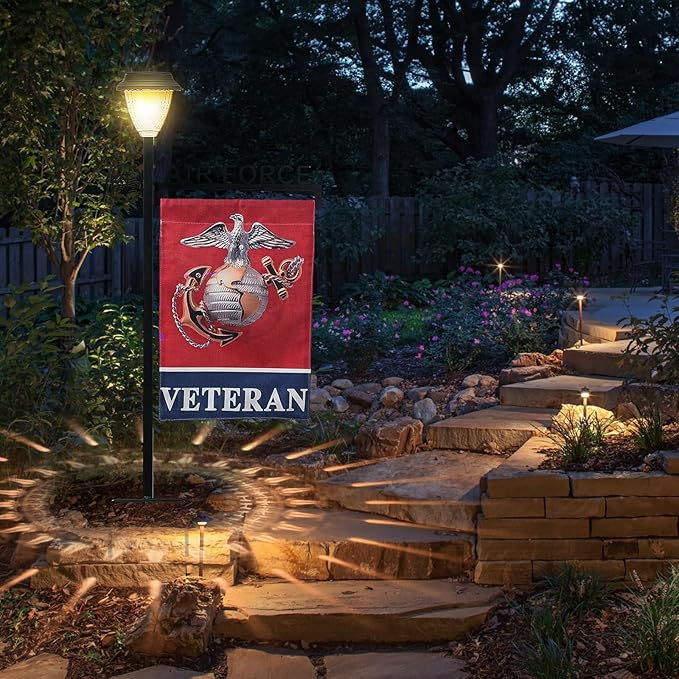 Air Force Garden Flag Stand Holder With Solar Light and American Flag Gift - Lawn Yard Stake for Outdoor Decor