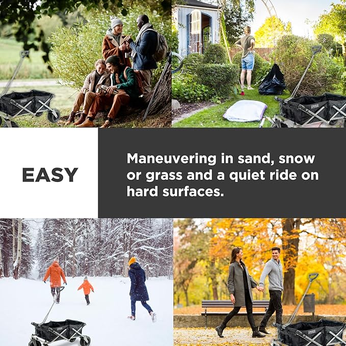 Creative Outdoor All-Terrain Deluxe Wagon | 360 Swivel All Terrain Wheels | Great for Beach, Park, Garden & Tailgate | Multiple Color Options