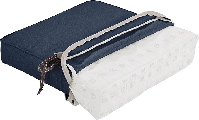 Classic Accessories Montlake Water-Resistant 25 x 22 x 4 Inch Patio Lounge Back Cushion, Heather Indigo Blue, Outdoor Loveseat Cushions