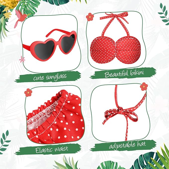 Bikini Goose Outfit Lawn Goose Clothing Porch Goose Outfits Summer Yard Goose Outfits Hawaiian Luau Goose Outfit for 23'' Lawn Goose Outdoor Decoration(Bikini,Red)