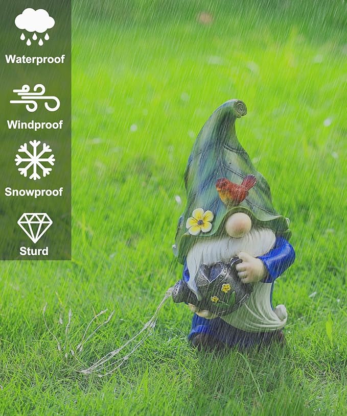 AIGEL Garden Gnomes Statues, Solar Garden Statue Outdoor Decor, Large Gnomes with Solar Light, Standing Statue for Patio, Lawn, Yard Art Decoration, Figurine Ornament