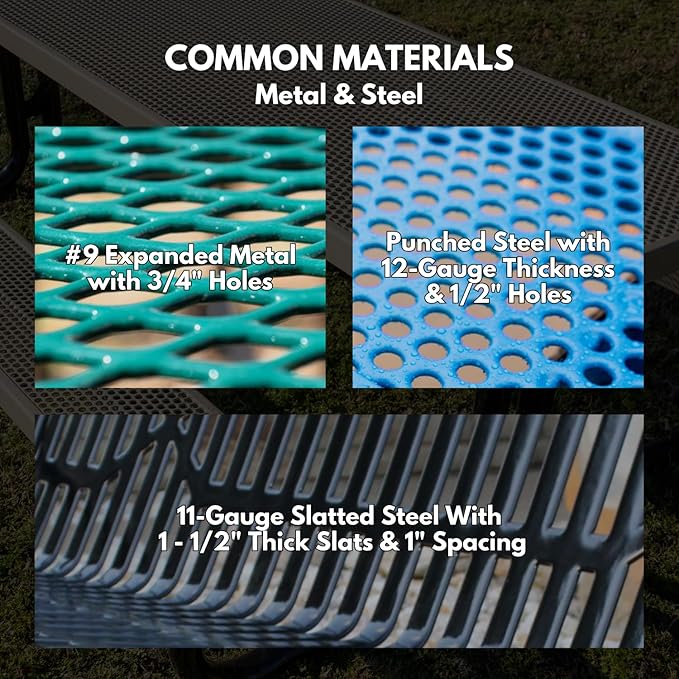 Coated Outdoor Furniture Heavy-Duty Outdoor Bench Thermoplastic Coated, Expanded Metal, Commercial-Grade Garden Bench, Made in America (Portable with Back, 4 Ft, Textured Sand)