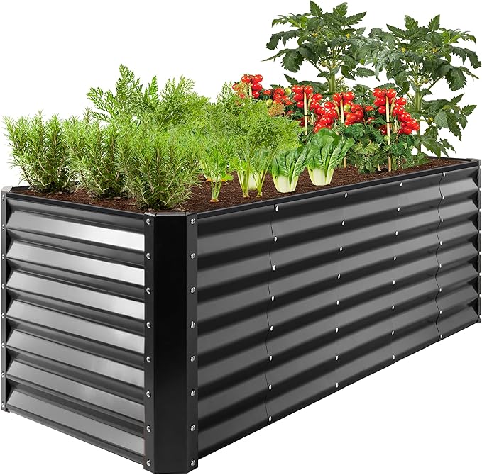 Best Choice Products 8x2x2ft Outdoor Metal Raised Garden Bed, Rectangular Deep Root Planter Box for Vegetables, Flowers, Herbs, and Succulents w/ 239 Gallon Capacity - Gray