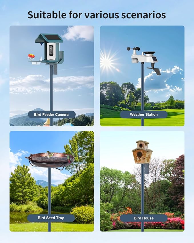 Bird Feeder Pole Stand – 60 Inch Height Feeding Station with 1-Inch Dia Heavy Duty for Hanging Feeders, Bird House Pole Mount Kit for Outdoor, Slip-Fit Connection，Blue