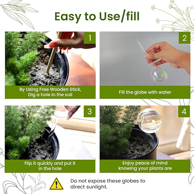 6 Pcs Iridescent Self Watering Globes, Glass Rainbow Plant Watering Globes, Self Watering Planter Insert, Automatic Plant Waterer Indoor, Plant Watering Devices, Plant Water Globes, Watering Bulb