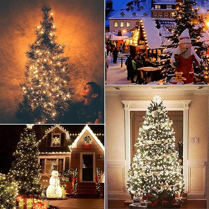 C9 Clear Christmas String Lights 25Ft C9 Outdoor Lights String with 26 Clear Bulbs, Hanging Christmas Roofline Light Patio Lights for Outdoor Decor 7 Watt C9/E17 Intermediate Base-Green Wire