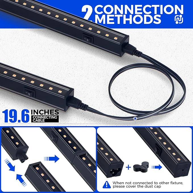 Barrina T5 Plant Grow Lights for Indoor Growing, 2FT 80W (8 x 10W) Full Spectrum LED Grow Light, Black Cover Growing Light Strips with Switch, Magnetic Installation, Plug and Play, Yellow, 8 Packs