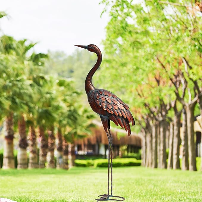 chisheen Outdoor Garden Crane Statues and Sculptures Metal Yard Art Statue for Garden Decoration Large Size