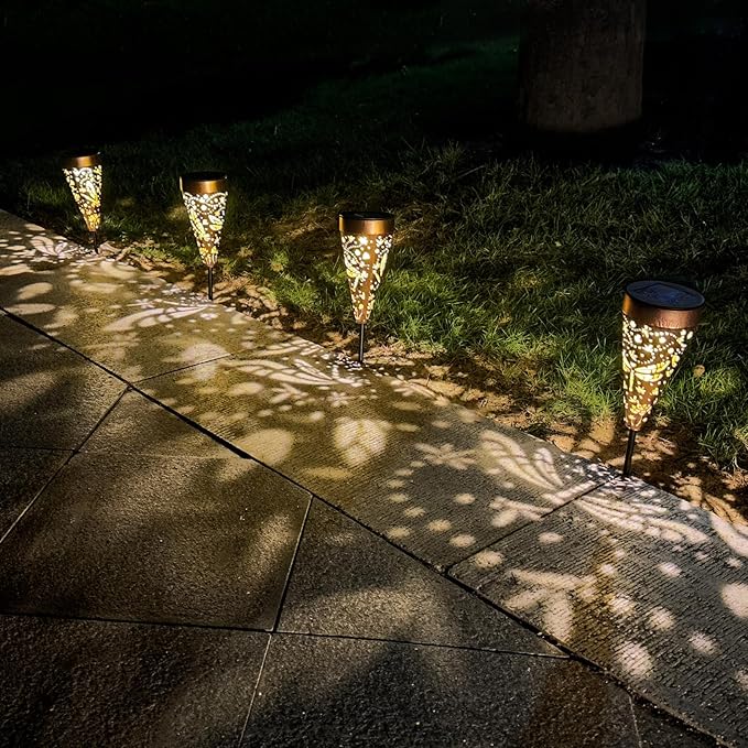 4-Pack Dragonfly Outdoor Decor Solar Pathway Lights, Metal Landscape Lighting for Outside Use: Patio, Yard, Lawn, Backyard, Walkway, Driveway – Gifts for Women, Mother, Grandmother
