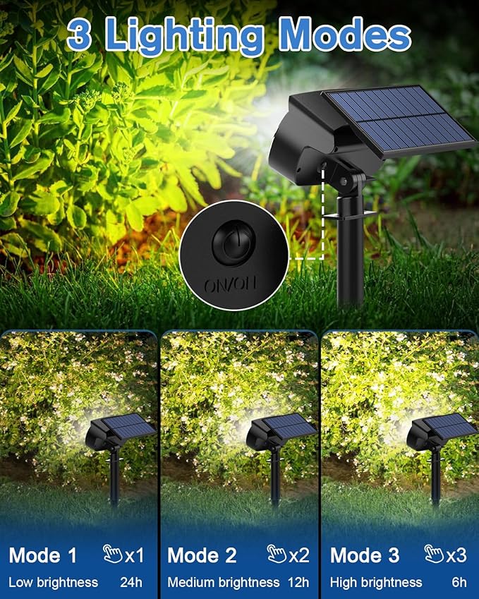 Fabrito Solar Spot Lights Outdoor 136 LEDs, Large Area Lighting Solar Lights Outdoor, 6 Pack IP65 Waterproof Landscape Spotlights Auto On/Off for Yard, Garden, Pathway, Plants,Tree (Cool White)