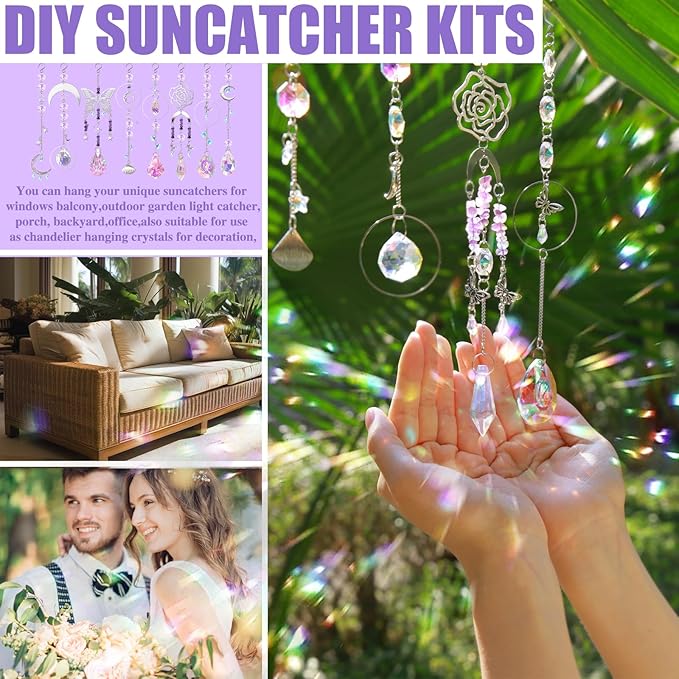 DIY Suncatcher Kit 400pcs Sun Catchers Making Kit Supplies Crafts sun catcher kits for adults Hanging Prism Suncatcher with Crystals for Indoor Window Home Wedding Garden Festival Decor (Butterfly)