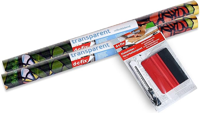 d-c-fix 346-0431-2PKA Self-Adhesive Privacy Glass Window Film, Venetian Garden, 17" x 78" Roll, 2-Pack with Applicator