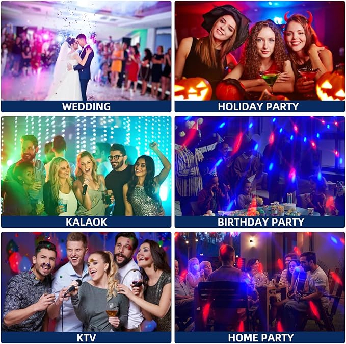 DJ Disco Ball, Party Lights Sound Activated with Remote, Strobe Light for Home Room Dance Birthday Party Supplies, Stage Lamp for New Years Birthday Halloween Christmas Decorations