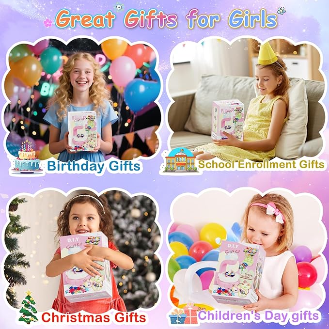 Girls Crafts Ages 4-12, DIY Fabric Flower Crafts Kits with Vases and Decoration Kits, Make Your Own Bouquets and Vases, Christmas, Birthday Gifts for Girl, Educational Activity, Art and Craft for Kids