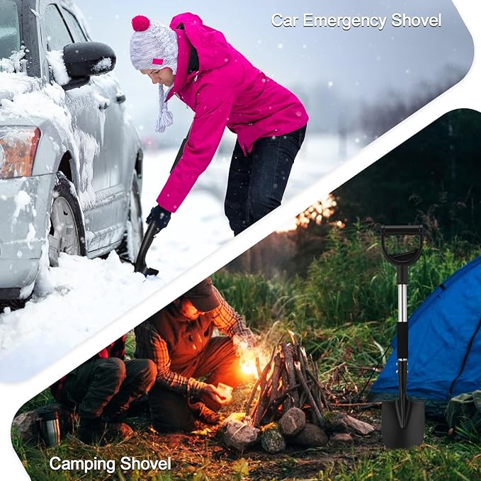 Small Shovel for Digging, 31 Inch Metal Spade Shovels with D-Grip Handle, Lightweight Short Gardening Digging Shovel