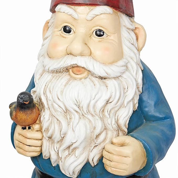 Alpine Corporation ZKD100 Jumbo Size Gnome with Bird Decor, Whimsical Gnome Statue for Patio & Garden, 48" H, Multicolor