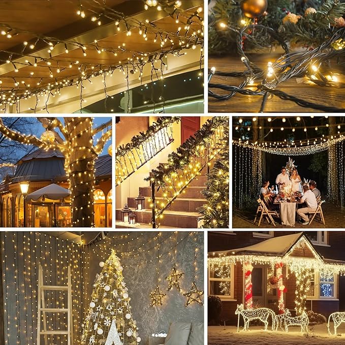 6 Pack Solar String Lights Outdoor, 600 LED Extra-Long 236Ft Solar Lights Outdoor with 8 Lighting Modes, IP65 Waterproof for Garden, Patio, Xmas, Balcony, Tree, Wedding, Party Decor (Warm)