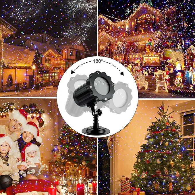 Christmas Laser Light Projector, 3 Color RGB Outdoor Light With RF Remote & Timer, Waterproof Holiday Decor for Home, Party, Garden