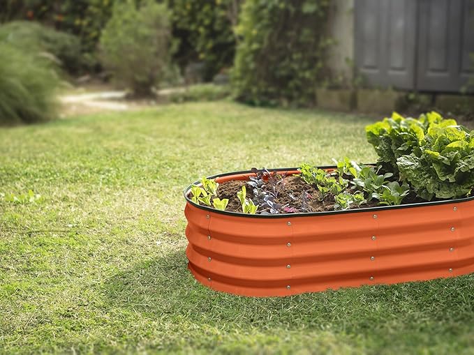 Galvanized Raised Garden Beds Outdoor // 4×2×1 ft Planter Raised Beds for Gardening, Vegetables, Flowers (Orange) // Large Metal Garden Box