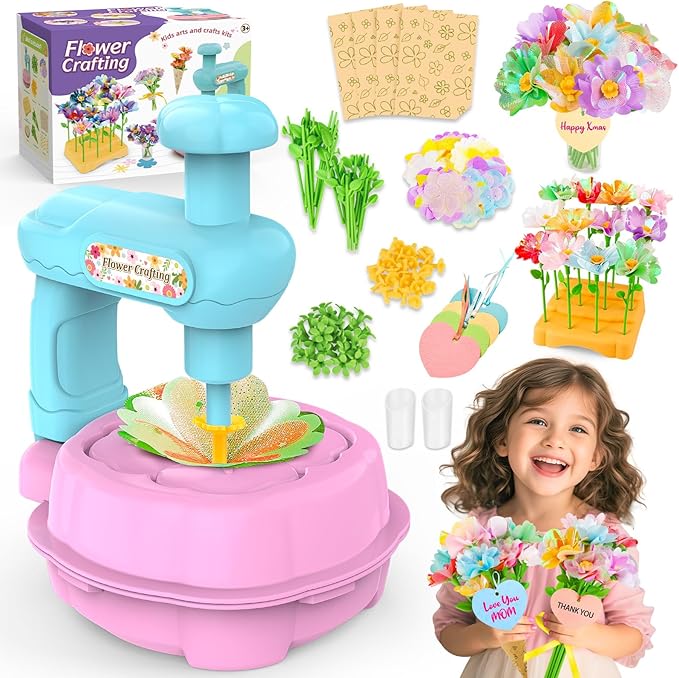 Wwzzey Fabric Flower Bouquets Toys - Arts and Crafts for Kids Ages 4-8 8-12, Kids Crafts DIY Kit with Blessing Cards, Birthday Christmas Gifts for 4 5 6 7 8+ Year Old Girls Boys