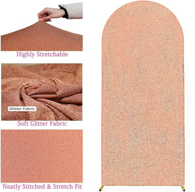 Two-Sided Glitter Arch, Rose Gold Chiara Backdrop, Shimmer Stand Cover for Birthday Wedding Party Decor