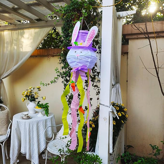 Easter Windsock Bunny Wind Socks Enduring Wind Socks for Outdoor Hanging Yard and Party Winter Festival Garden Décor 44.9 Inch
