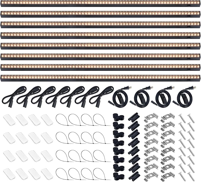 Barrina T5 Grow Lights for Indoor Plants, 3FT 128W (8 X 16W) Plant Grow Lights Indoor with Magnetic Bar, Linkable Plant Growing Lamps with Black Cover, Plug and Play, Yellow, 8 Packs