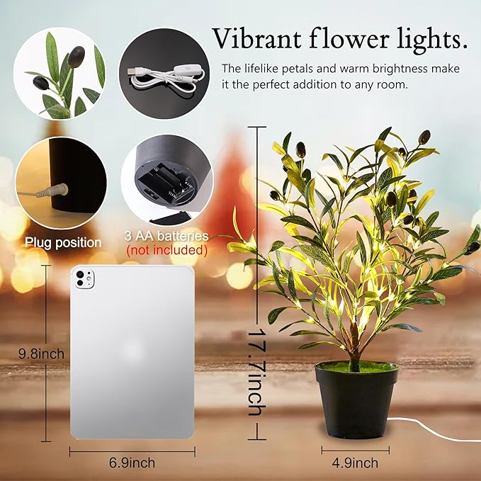 Artificial Olive Tree Lamp, Faux Olive Tree and Fruits Artificial Tree for Office House Living Room Bedroom Stairs Foye Coffee Shop Rack Clothing Store Home Decor, Christmas Birthday Gifts for Women