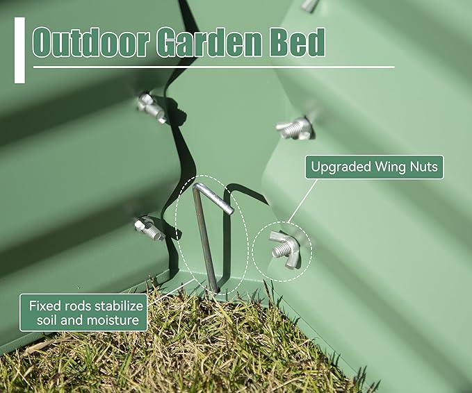 Domi Galvanized Raised Garden Bed, Outdoor Planter Garden Boxes Large Metal Planter Box for Gardening Vegetables Fruits Flowers, Green (6x3x1ft)