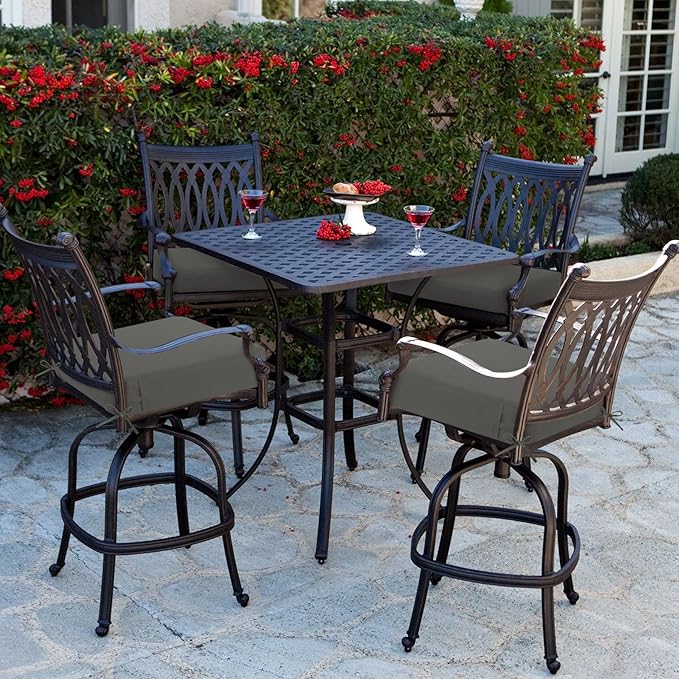 Favoyard Outdoor Chair Cushion 16 x 17 x 3 Inch Rainproof & 3-Year Fade Resistant Patio Furniture Cushions with Removable Cover and Adjustable Ties for Garden Sofa Couch Pads Set of 2, Dark Gray