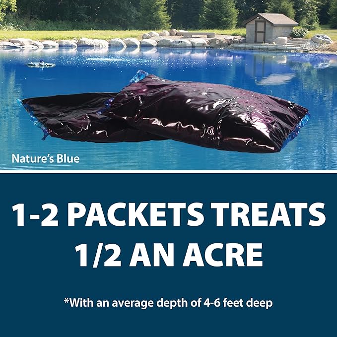 Airmax Pond Dye Packets Nature's Blue Colorant for Large Pond & Lake, Beneficial UV Blocking Color Concentrate, Maintain Clean & Clear Pond, Fish & Animal Safe, Easy Treatment, 16 Soluble Packets