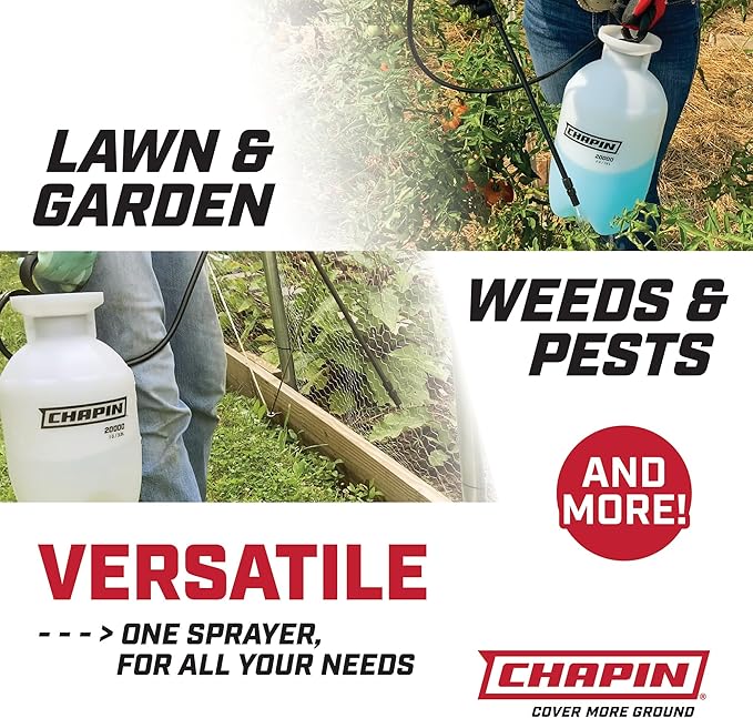 Chapin 20003 Made in USA 3 -Gallon Lawn and Garden Pump Pressured Sprayer, for Spraying Plants, Garden Watering, Lawns, Weeds and Pests, Translucent White