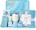 Self Care Get Well Soon Gifts for Women, Luxury Ocean Spa Gift Basket with Flannel Blanket - Unique Birthday Valentines Mother's Day Christmas Gifts for Mom Wife Girlfriend Best Friend Sister Her