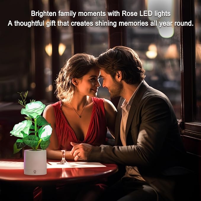 Rose Night Light Gifts for Women, Christmas Day Gifts for Mom Women Wife Friends Her Christmas Anniversary Birthday Gift, Perfect Ideal for Bedroom Ambiance Coffee Shop (White)