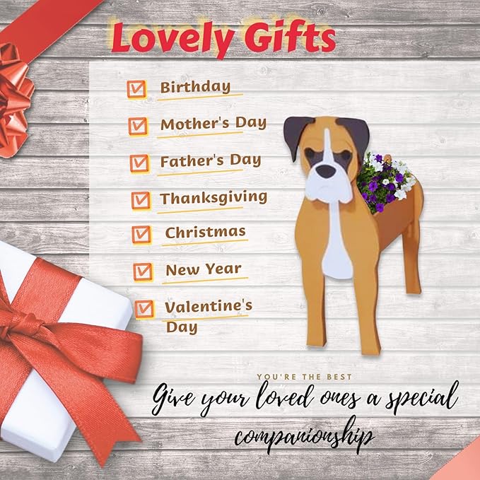 Boxer Dog Planter Plant Pots,Cute Garden Dog Flower Planter,Dog Planters Birthday Gifts for Women,Office,Indoor/Outdoor Decor（9.45 * 8.54 * 13.23in）