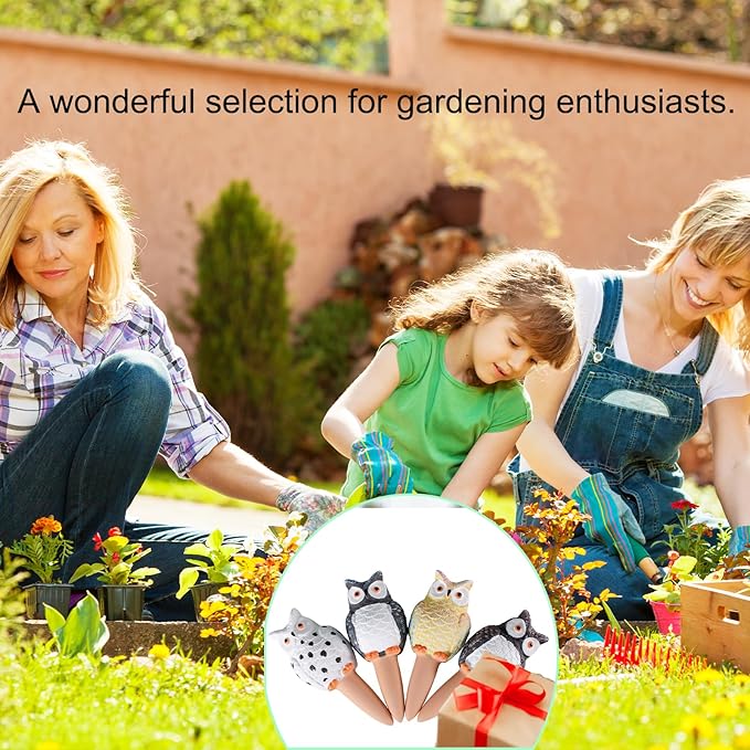 4-Pack Self-Watering Terracotta Spikes for Plants, Automatic Plant Watering Stakes, Keeps Plants Hydrated While You're Away, Ideal for Indoor & Outdoor Use (Owl Design)