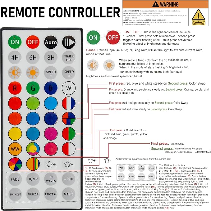 Dazzle Bright Smart Christmas String Lights, 98FT 300 LED RGB Color Changing String Lights with Remote & App Controlled, Christmas Decorations for Indoor Outdoor Holiday Xmas Tree Party Decor