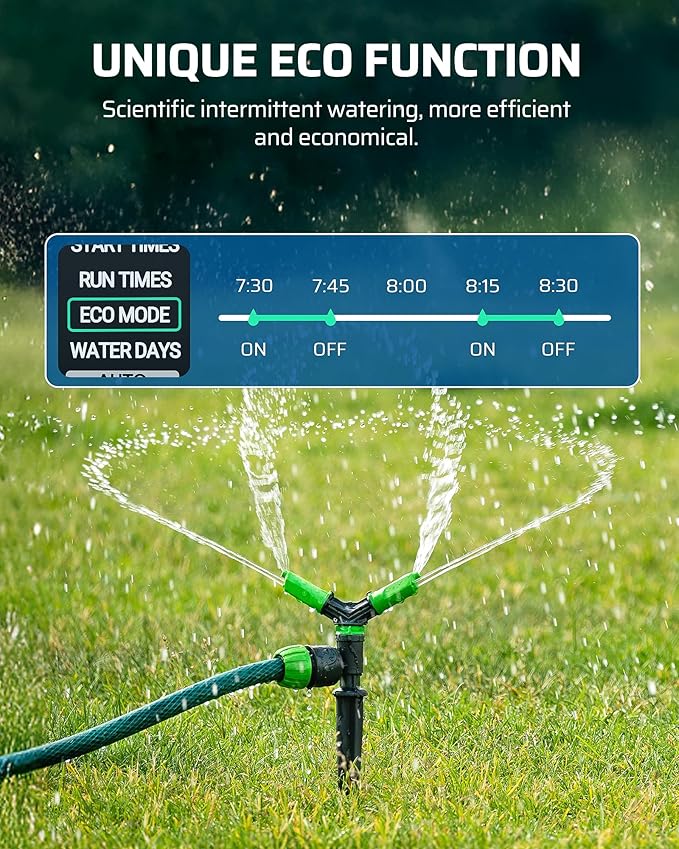 DEWENWlLS Sprinkler Timer, 4 Zone, Outdoor Faucet lrigation, Rain Delay & Manual, Programmable Water Hose Timer for Holiday, Garden, Lawn, Vegetable Gardening, Potted Flowers