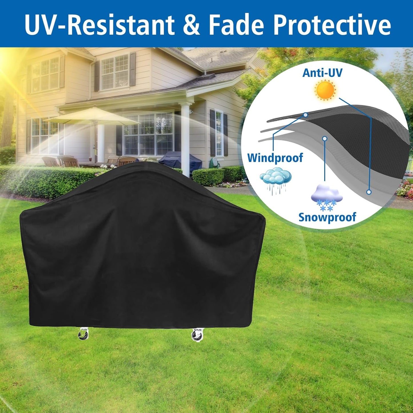 Grill Cover for Members Mark 4-Burner Outdoor Flat Top Gas Griddle, Member's Mark 36 Inch Griddle Cover, 600D Heavy Duty Waterproof UV Resistance Outdoor Cover