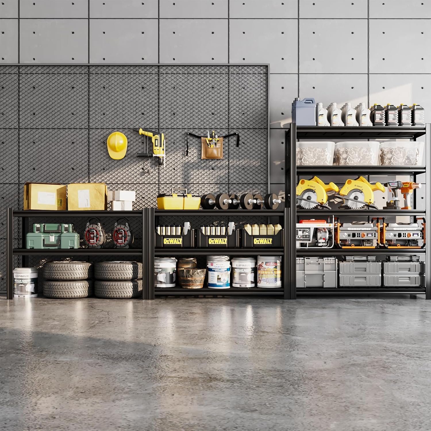 5-Tier 47" W x 17.75" D x 72" H Garage Shelving 3000LBS Storage Shelves Heavy Duty Metal Shelf Unit Adjustable Basement Industrial Storage Racks