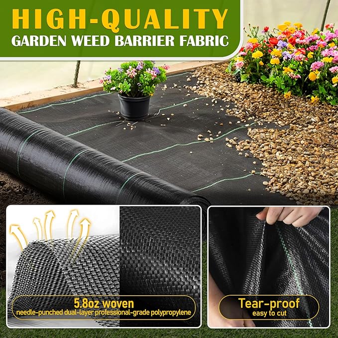 4x200FT Weed Barrier Fabric, Heavy Duty Weed Barrier Landscape Fabric, Garden Weed Barrier Fabric for Garden Fabric, Landscaping Fabrics, Driveway Fabrics