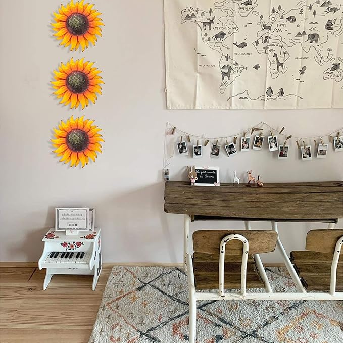 EASICUTI 6 Inch Sunflower Metal Flowers Wall Decor Metal Wall Art Decorations Hanging for Indoor Outdoor Home Bathroom Kitchen Dining Room Bedroom Porch Hallway or Wall Sculptures